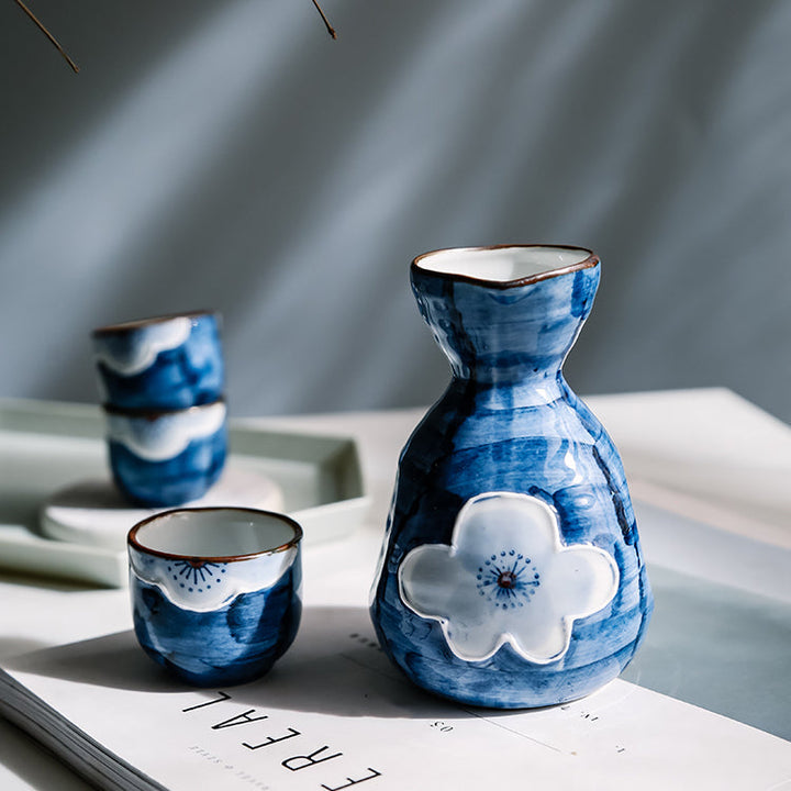 Japanische Sakura Handgefertigte Keramische Sake-Sets | Karnz