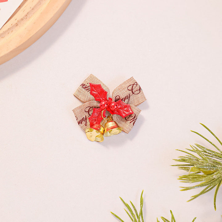 Festliche Haarschleife mit Glocken und Weihnachtsmotiv Karnz