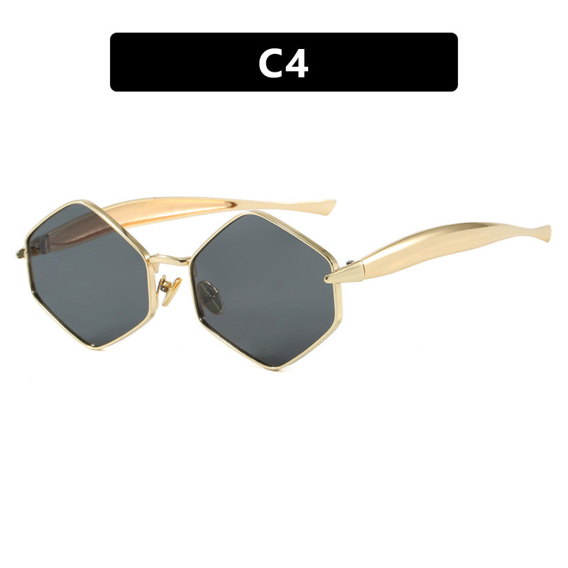 Damen hexagonale Sonnenbrille mit elegantem Metallrahmen und UV-Schutz Karnz