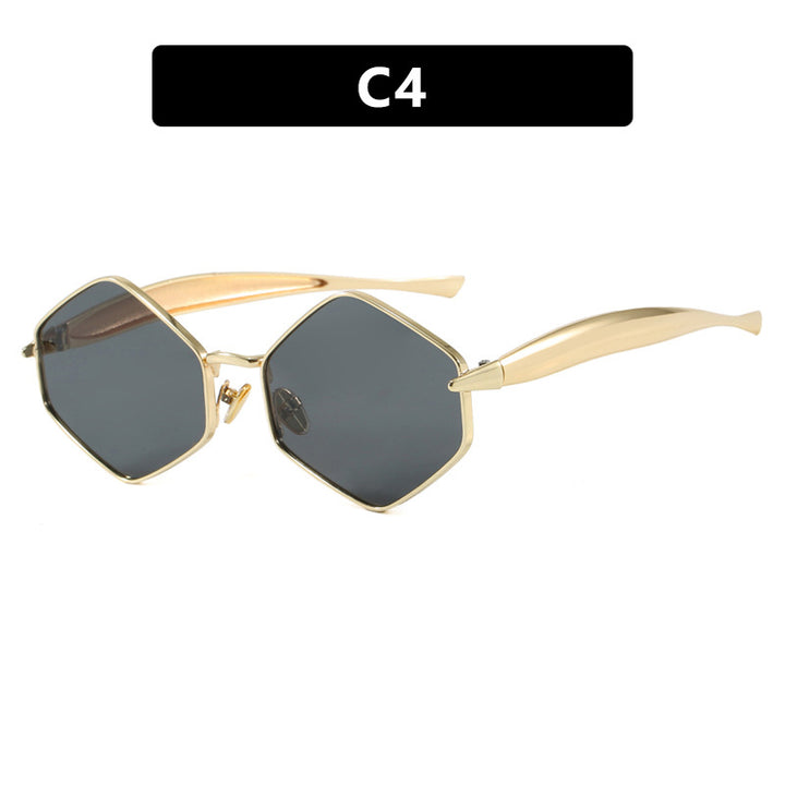 Damen hexagonale Sonnenbrille mit elegantem Metallrahmen und UV-Schutz Karnz