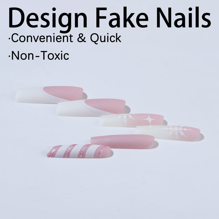 Kreatives Kunstnagelset mit festlichem Zuckerstangen-Design und glitzernden Akzenten Karnz