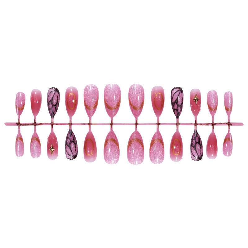 Dekoratives Press-On Nagelkunstset mit schimmerndem Glitzer und eleganten Mustern Karnz