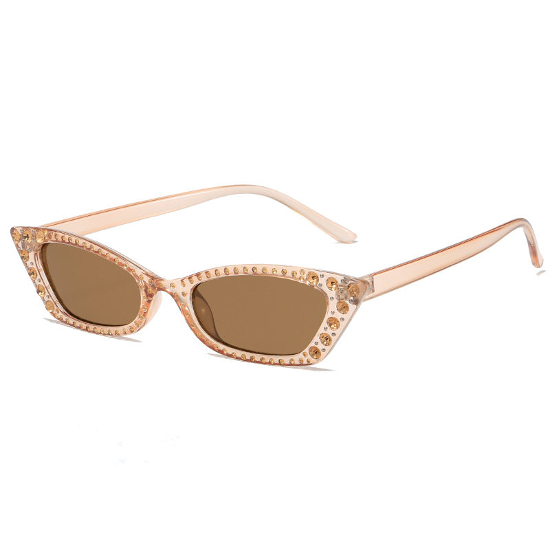 Damen extravagante Cat-Eye Sonnenbrille mit Kristallverzierung Karnz