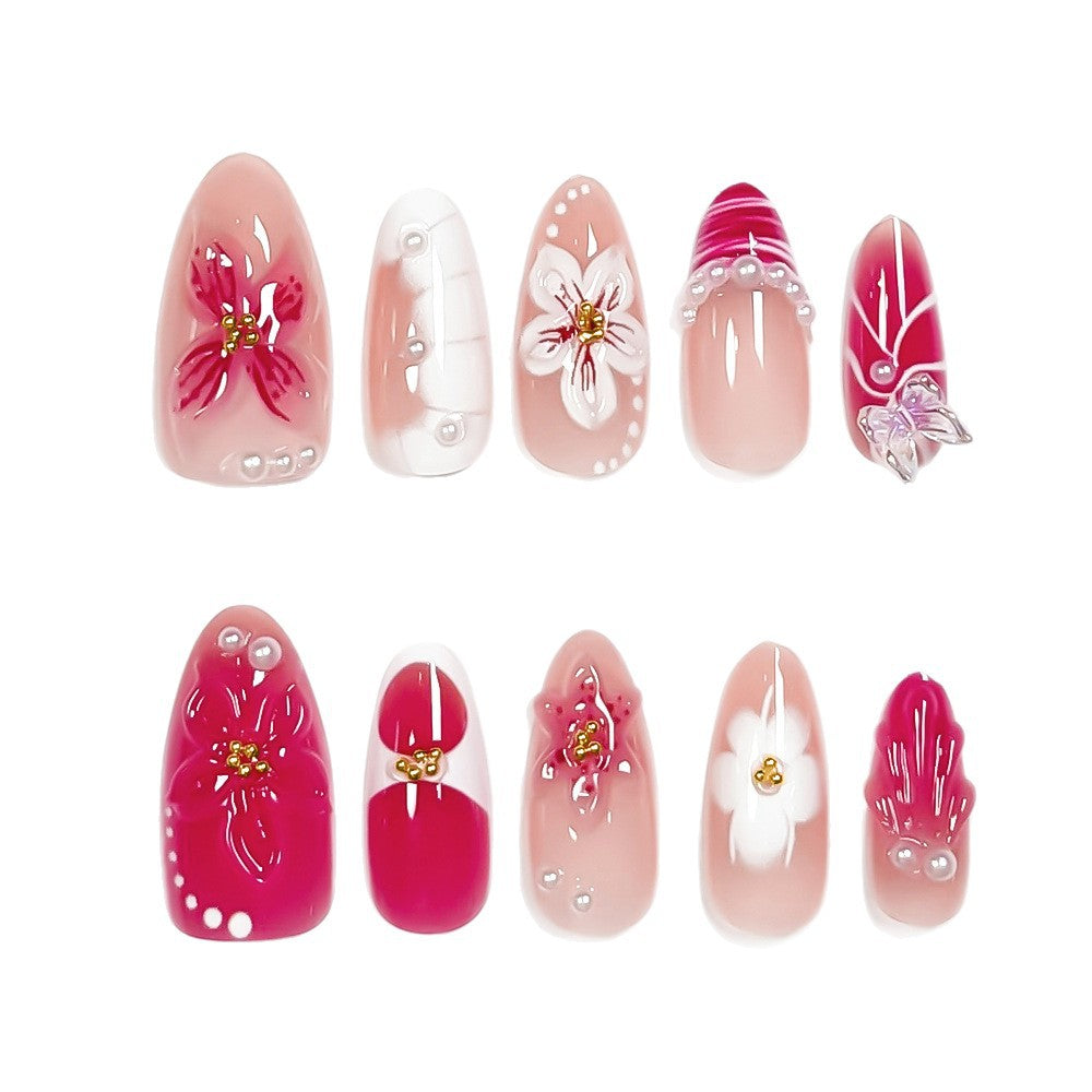 Dekorative Blumen Press-On Nagelkunst Kollektion Karnz