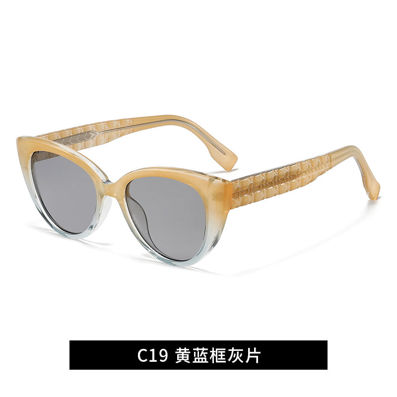 Damen Cat-Eye Sonnenbrille mit dekorativem Steg Karnz