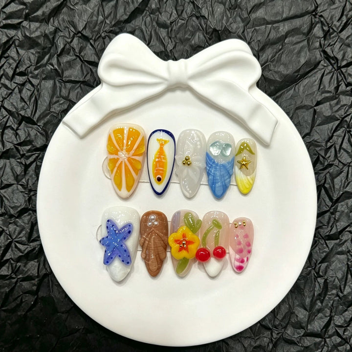 Verspieltes Künstlerisches Press-On Nagelset
