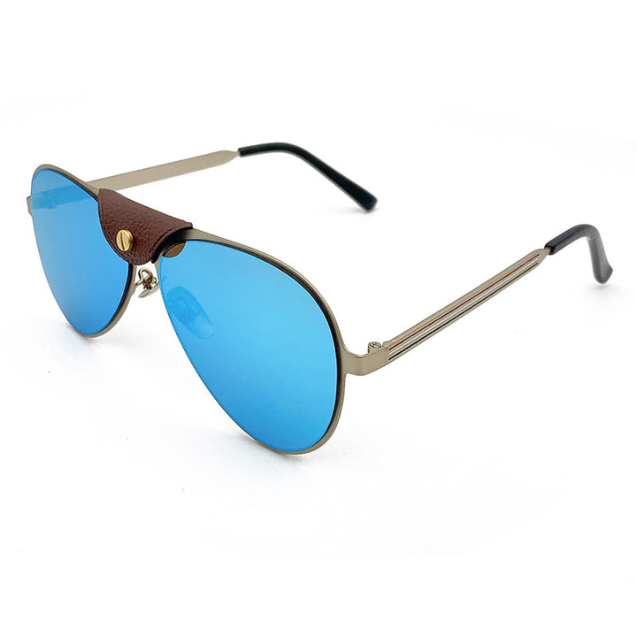 Retro Piloten-Sonnenbrille mit Blau Getönten Gläsern Karnz