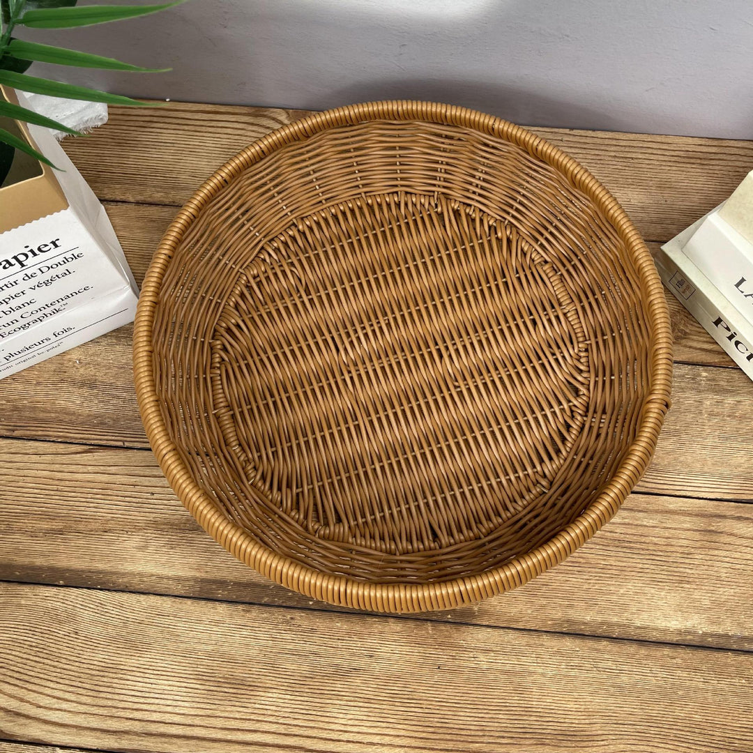 Damen runder Servierkorb aus geflochtenem Rattan Karnz