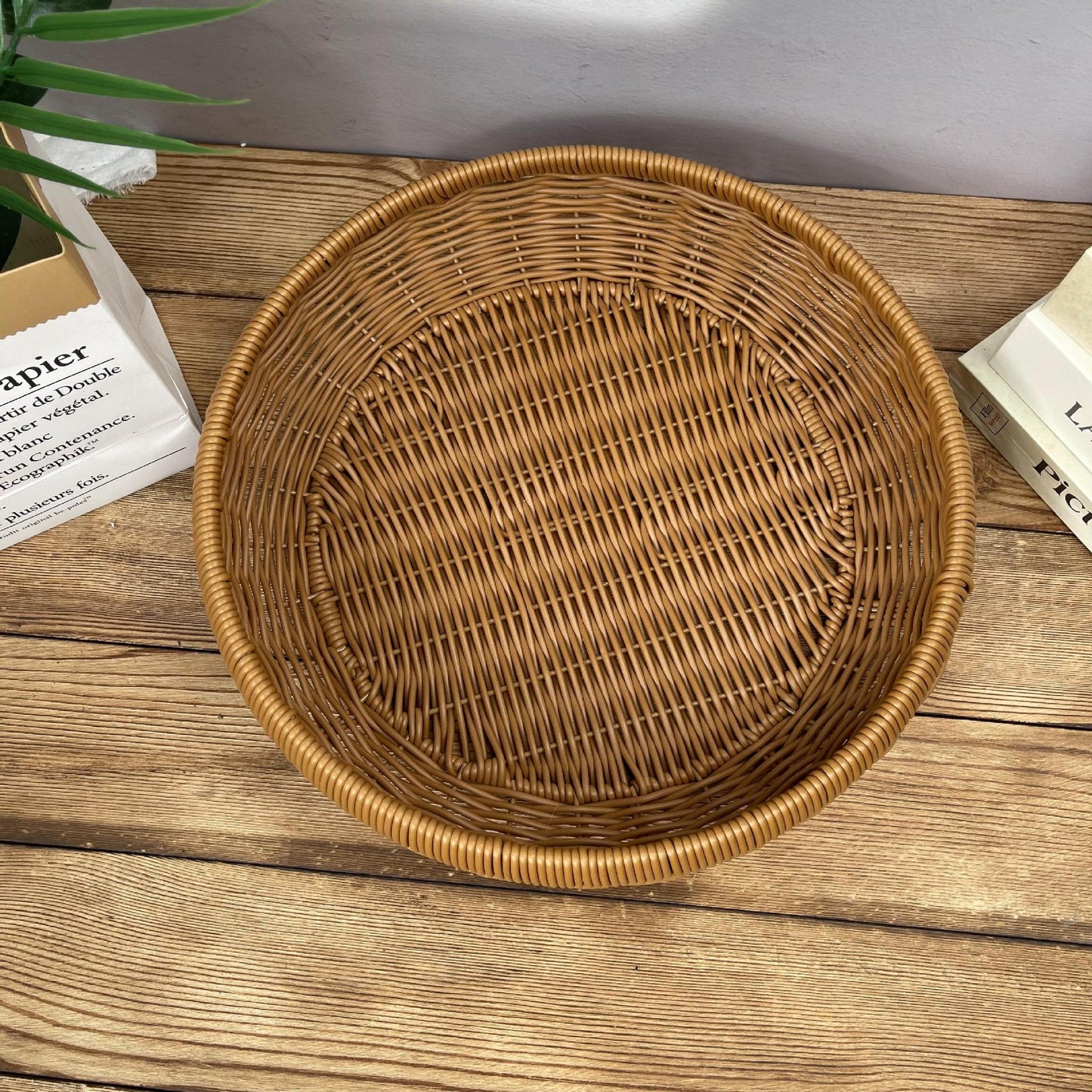 Damen runder Servierkorb aus geflochtenem Rattan Karnz