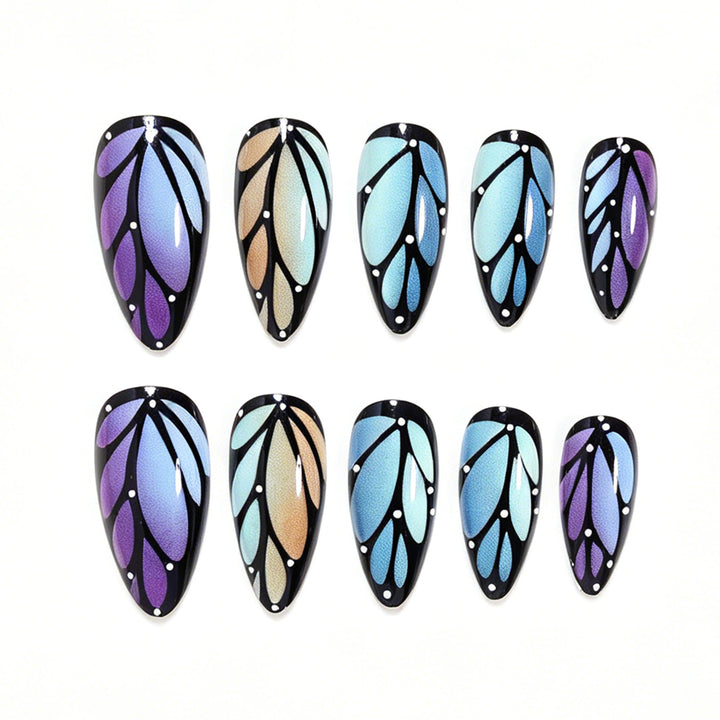 Künstlerisches Stiletto-Nailart-Set mit Blattmustern Karnz