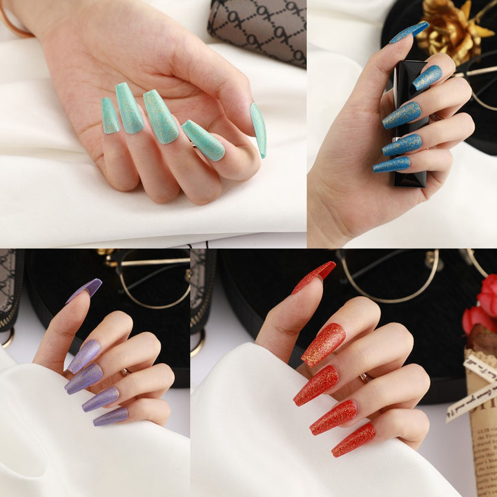 Kunstnagel Set mit elegantem Glitzer-Effekt Karnz