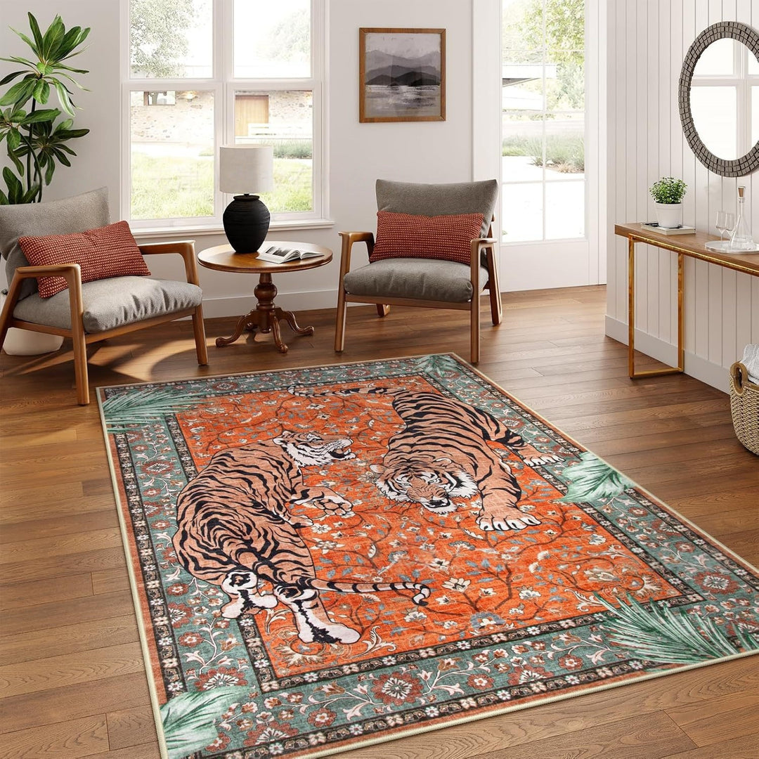 Künstlerischer Tigerprint Bereichsteppich Karnz