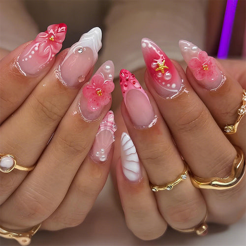 Elegantes florales Design Press-On-Nagelset Karnz