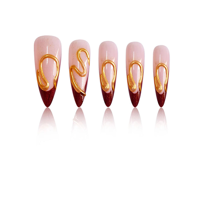 Künstlerisches Stiletto Press-On Nageldesign Karnz