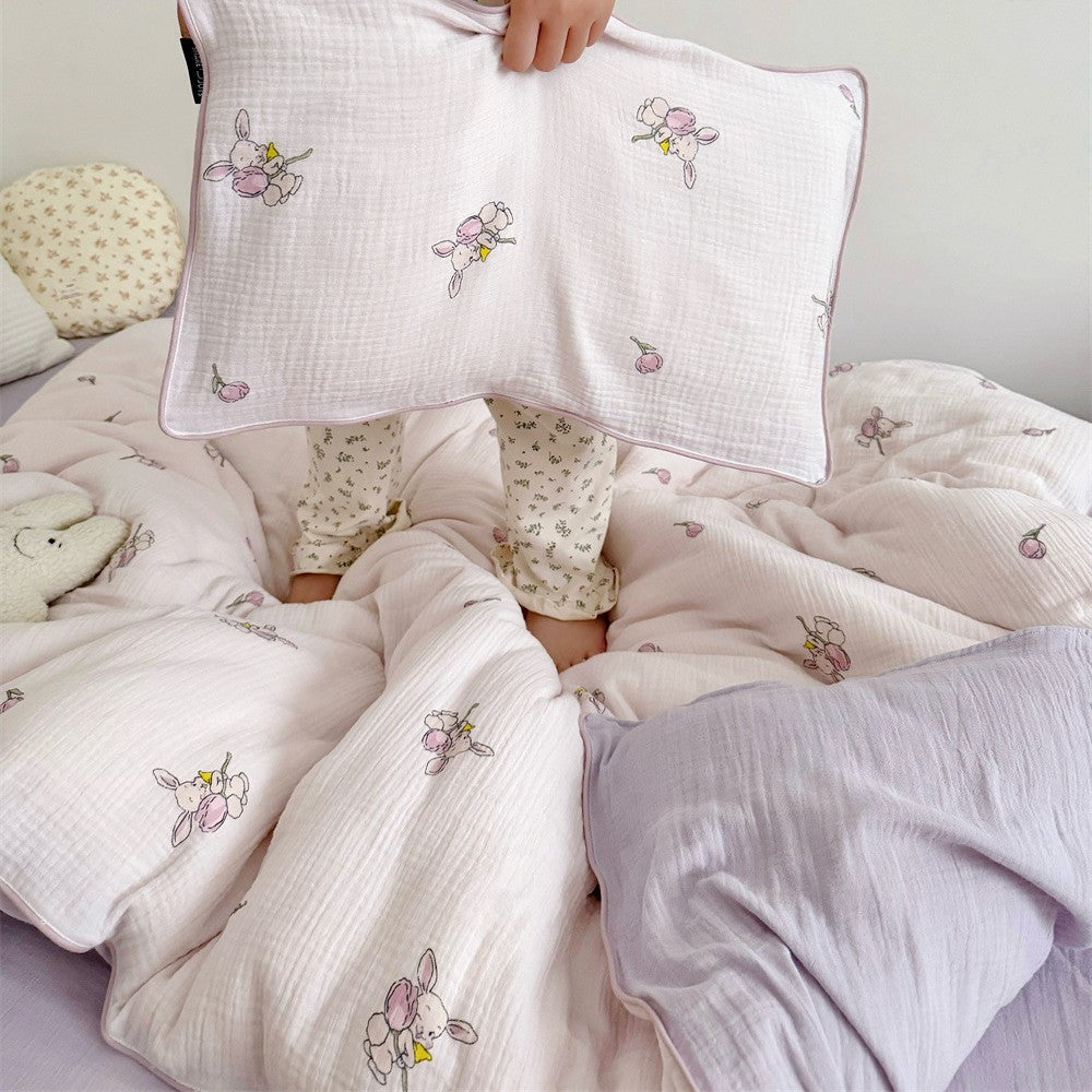 Wendbare Musselin-Kinderbettdecke mit Teddybären-Druck