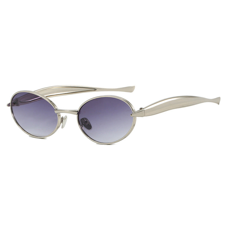 Damen modische Sonnenbrille mit ovalem Rahmen und funkelnden Details Karnz