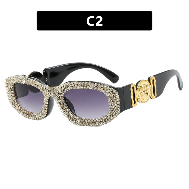 Damen extravagant gestaltete Sonnenbrille mit strassbesetztem Rahmen Karnz