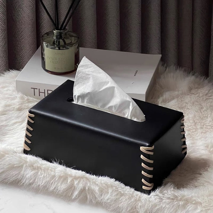 VédaLuxe Leder Taschentuchbox – handgefertigte Eleganz aus gewebtem Leder | Karnz