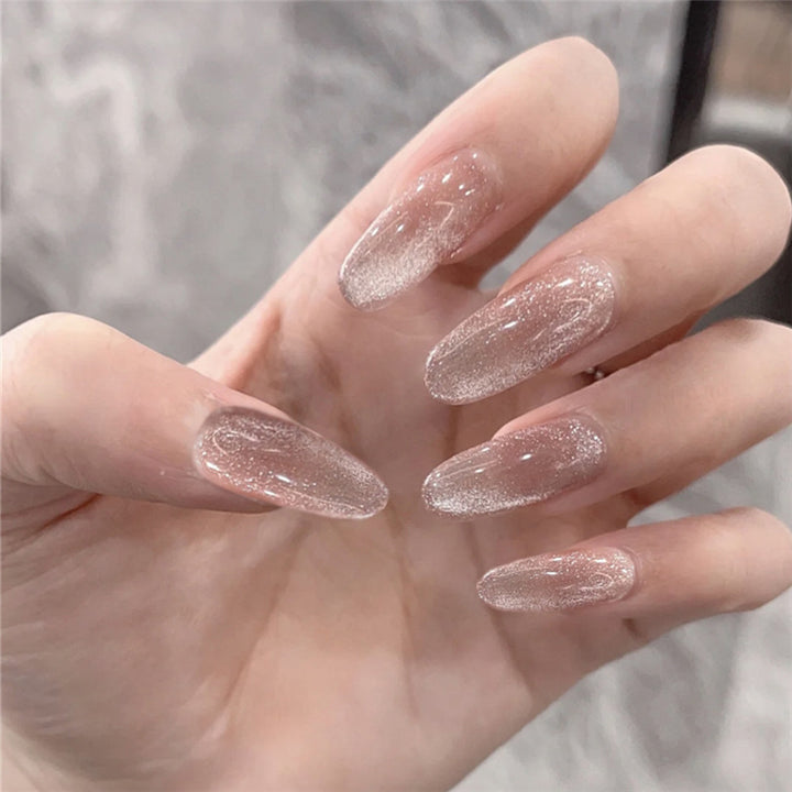 Elegante glitzernde mandelförmige Press-On Nägel