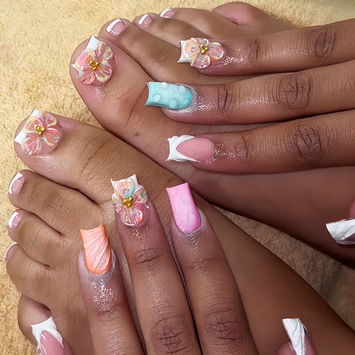 3D Floral Decorative Press-On Nails Set Karnz