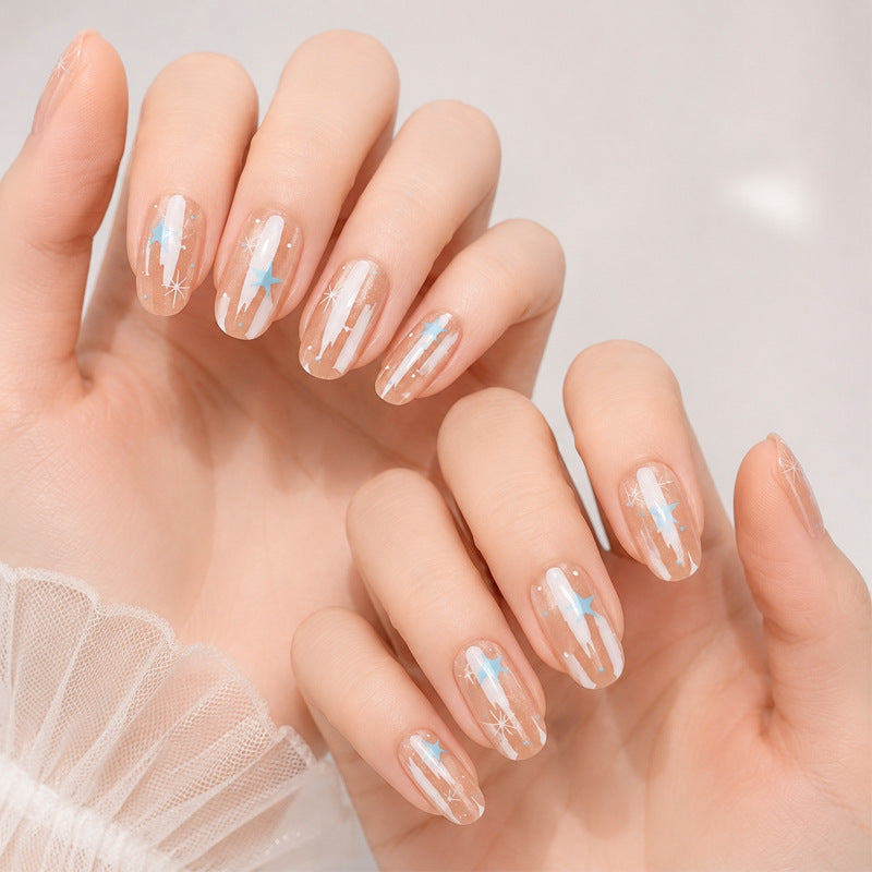 Künstlerisches Press-On-Nagelset mit Stern- und Glitzerelementen Karnz 1789389319