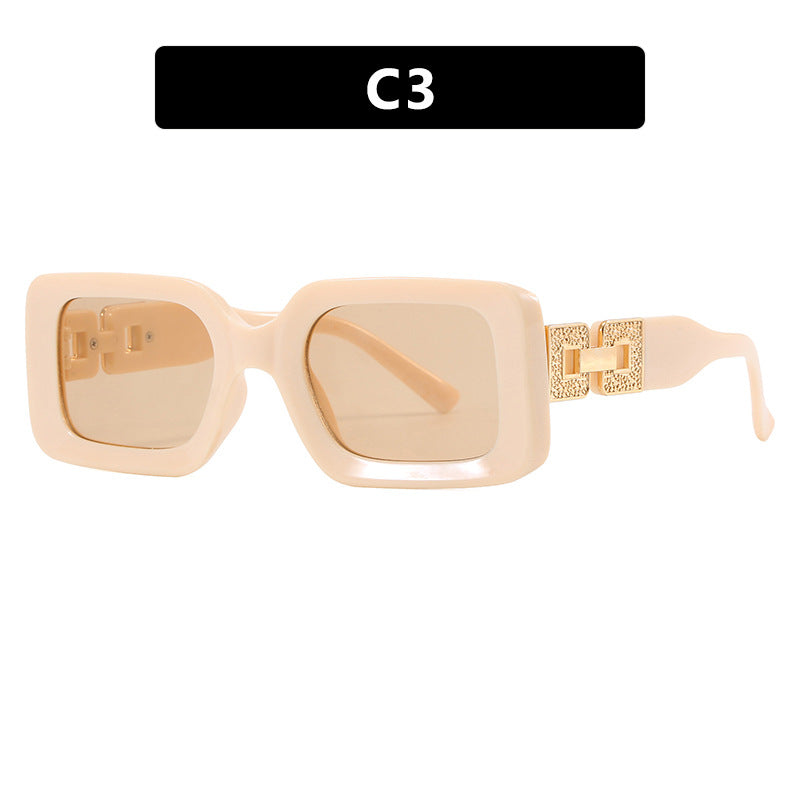 Damen modische Sonnenbrille im eleganten quadratischen Design mit luxuriösen goldenen Akzenten Karnz