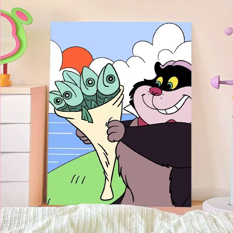 Verspielt Cartoon Katze Wandkunst Karnz