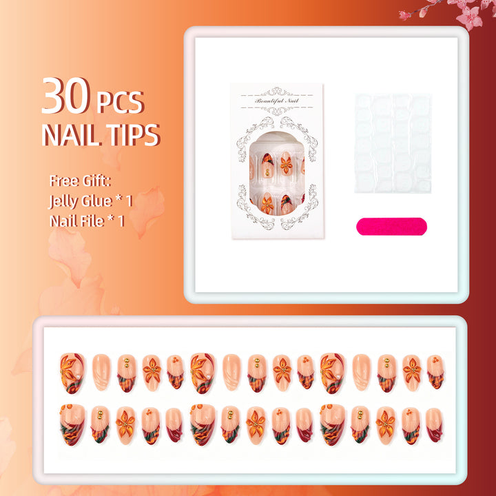 3D Floral Press-On Nagelkunst Set