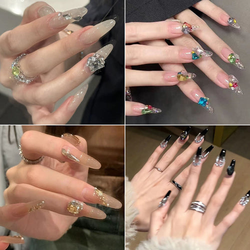 Glamouröse mit Strass verzierten Press-On-Nagelerweiterungen Karnz