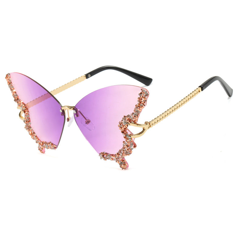 Damen große Cat-Eye Sonnenbrille mit funkelndem Strassbesatz und elegantem Rahmen Karnz