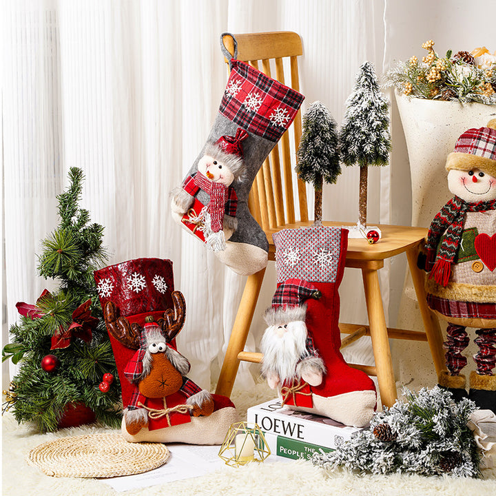 Festlicher Weihnachtsstrumpf mit Rentiermotiv Karnz