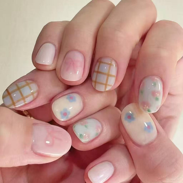 Künstlerisches katzenmotiviertes Press-On-Nagelkunstset Karnz