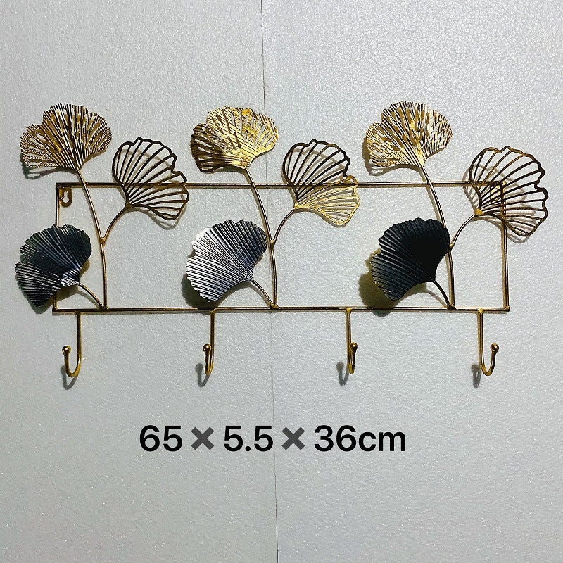 Dekorativer Metall Wandhakenregal mit Ginkgo-Blatt-Design Karnz