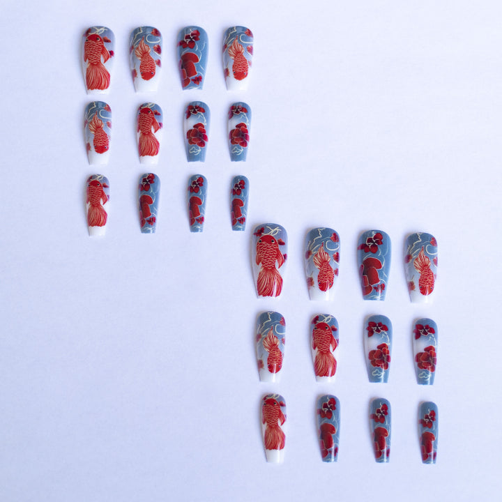 Künstlerisches Florales und Fisch Nail Art Set