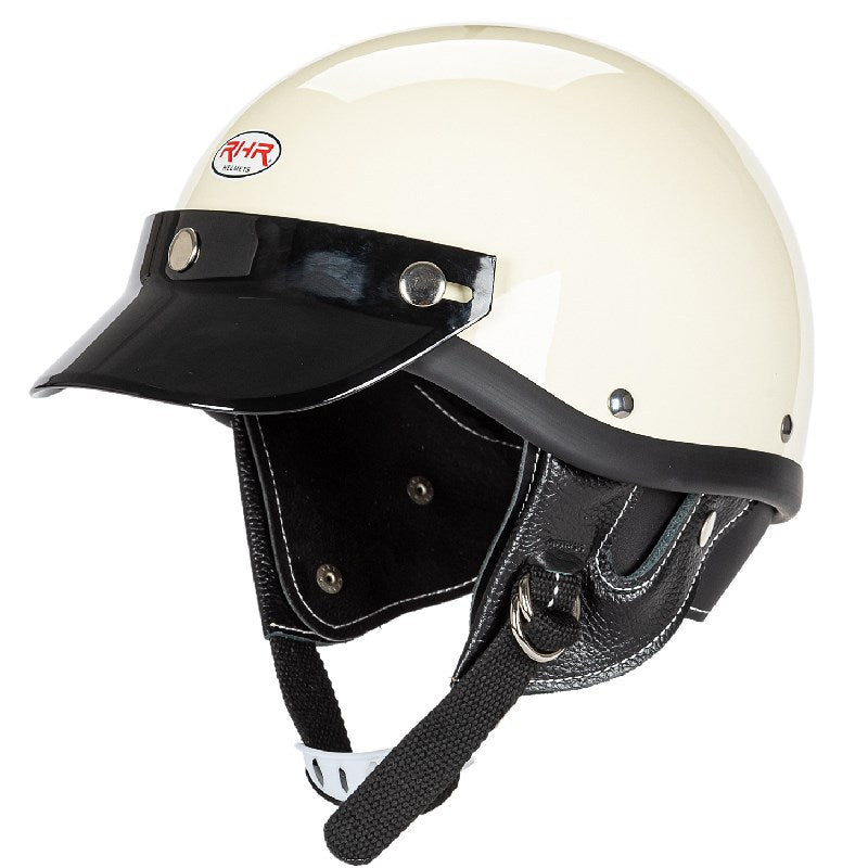 Klassischer Motorrad-Halbschalenhelm mit Visier Karnz