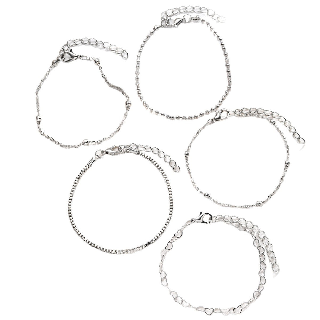 Silber Herz Charm Armband Set Karnz