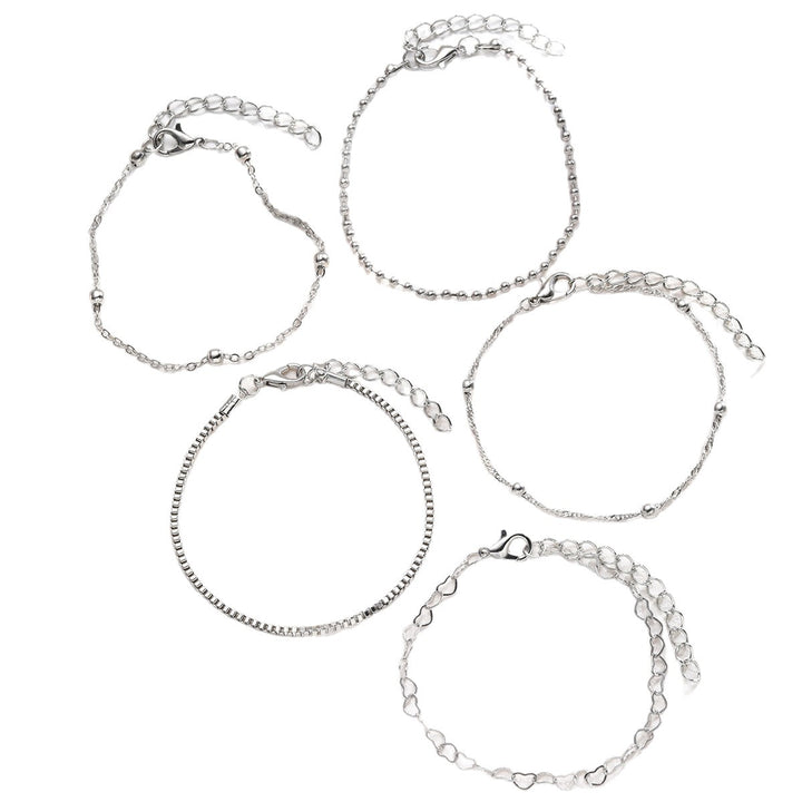 Silber Herz Charm Armband Set Karnz