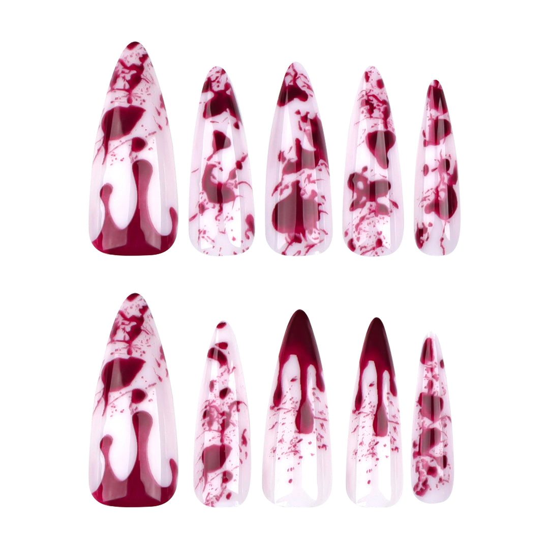 Künstliche lange Stiletto-Nägel mit Blutdesign Karnz