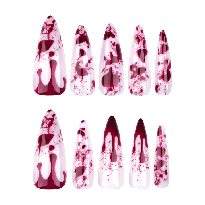Künstliche lange Stiletto-Nägel mit Blutdesign Karnz