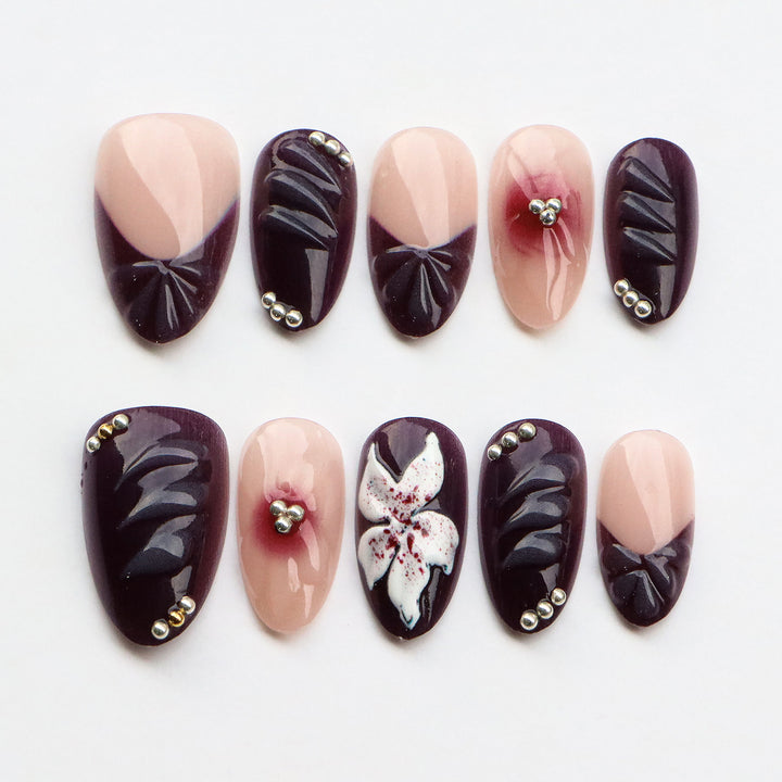 Künstlerisches Floral Press-On Nagelset
