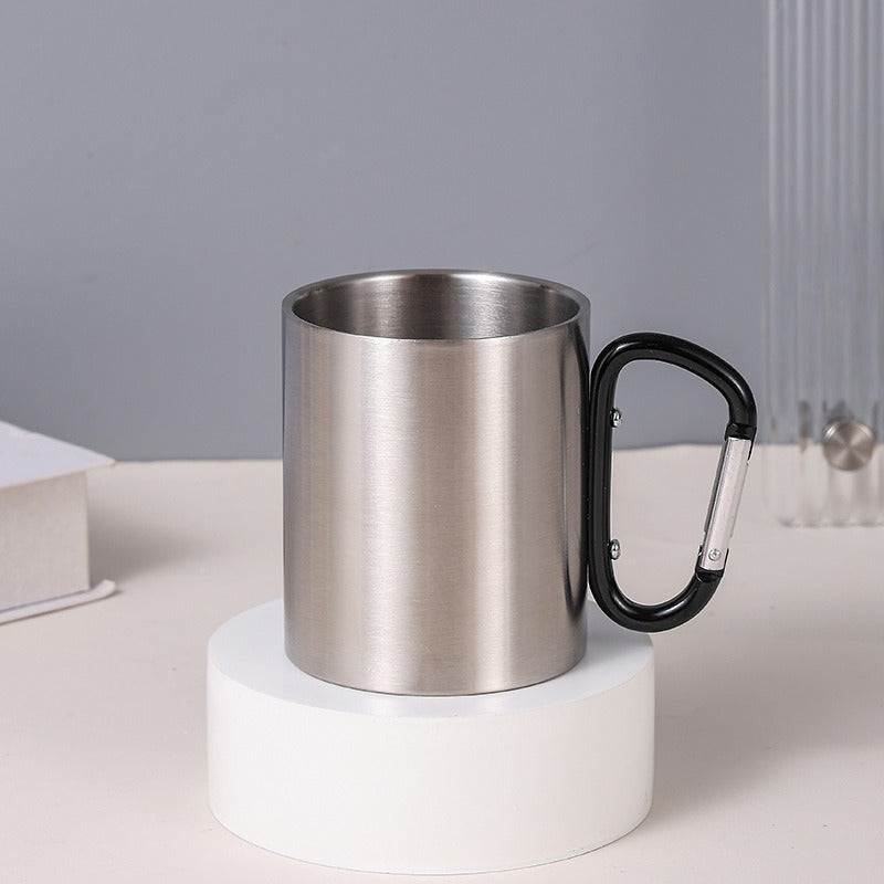 Damen Edelstahl Kaffeebecher mit Karabinergriff Karnz