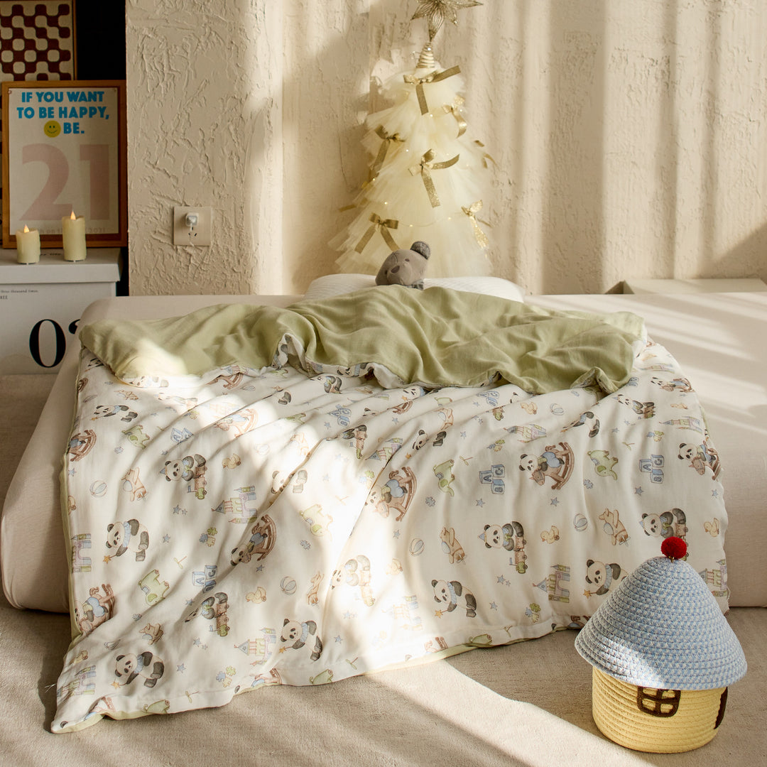 Kinderbettwäsche-Set mit niedlichen Löwenmotiven aus weichem Baumwoll-Musselin