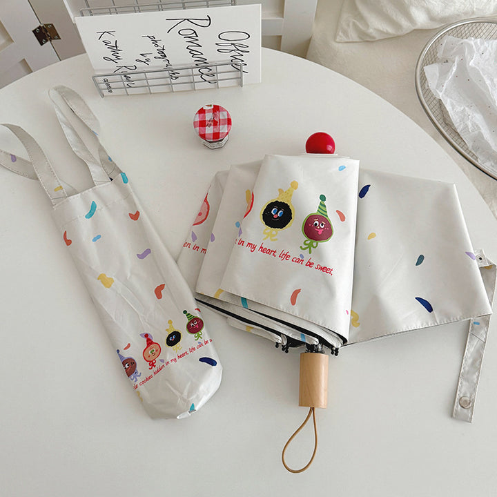 Damen Faltbarer Regenschirm mit verspielten Cartoon-Motiven Karnz
