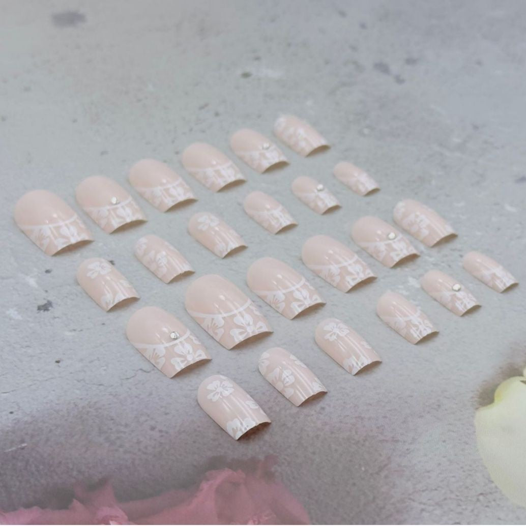 Floral French Tip Acryl-Nagelkunst-Kit