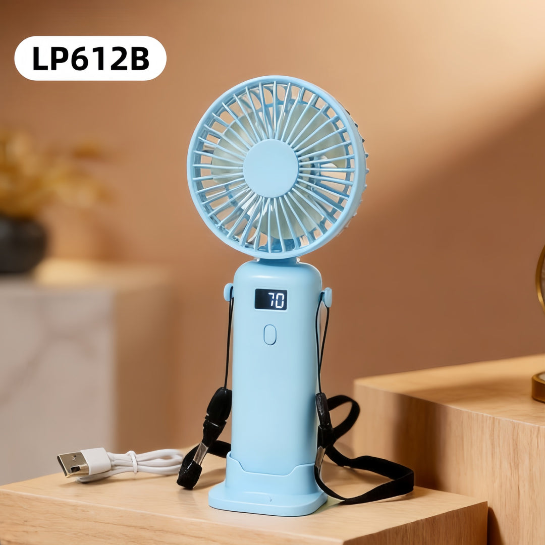 Damen Tragbarer Handventilator mit digitaler Geschwindigkeitsanzeige und USB-Ladefunktion Karnz