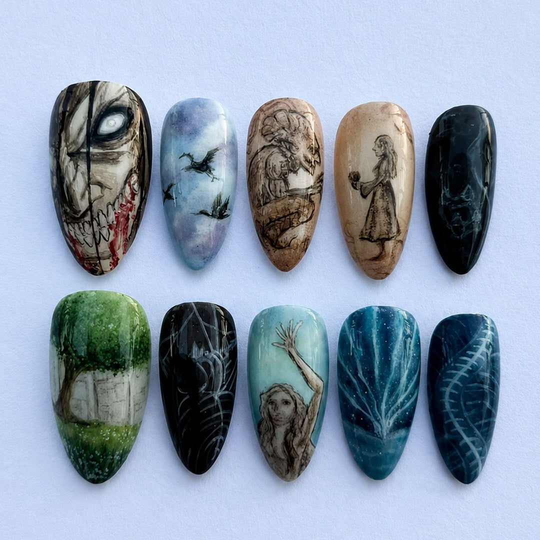 Kunstnagelset mit kreativen und fantasievollen Designs Karnz