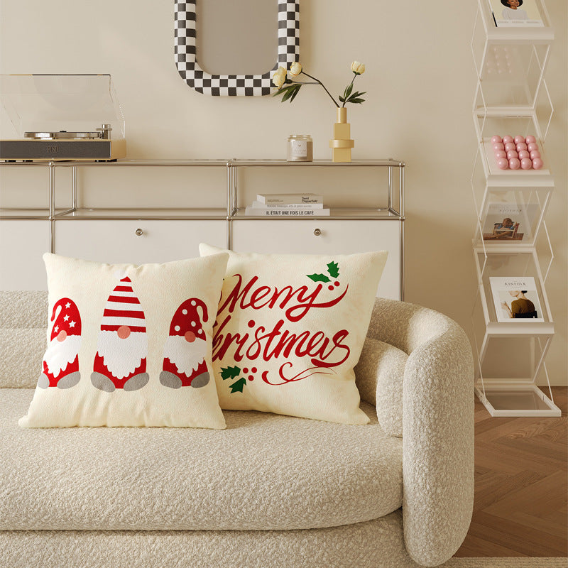 Decorative Holiday Merry Christmas Cotton-Linen Throw Pillow Cover