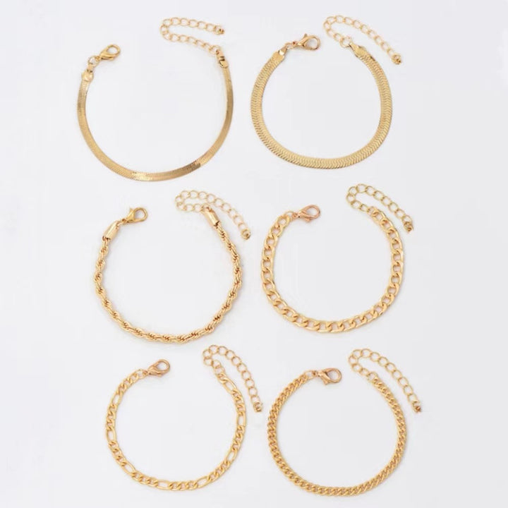 Multi-Style Gold Chain Bracelet Set Karnz