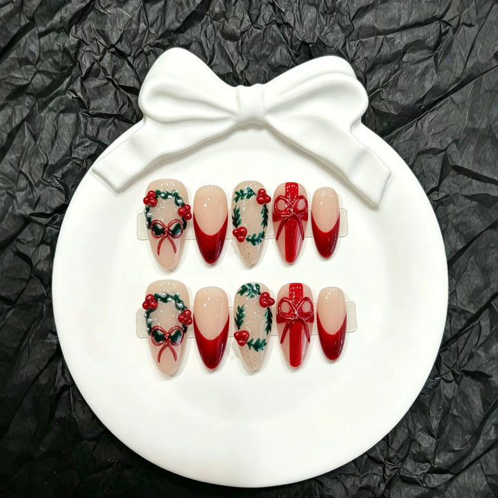 Festliche, von Feiertagen inspirierte Press-On-Nagelset