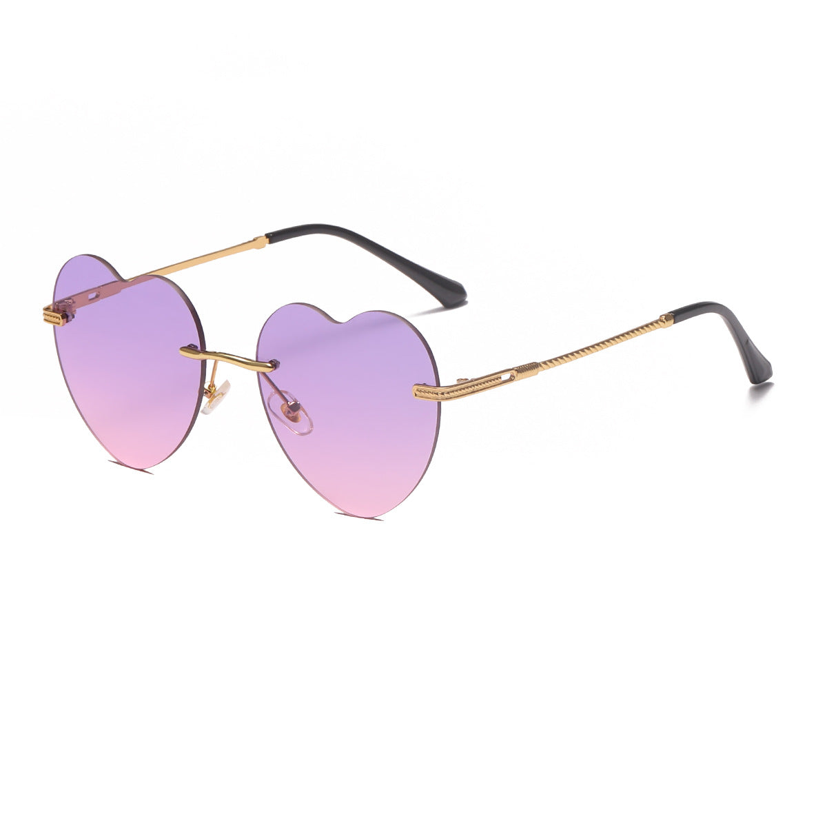 Damen Herzförmige Sonnenbrille mit verspiegelten Gläsern und goldenem Rahmen Karnz